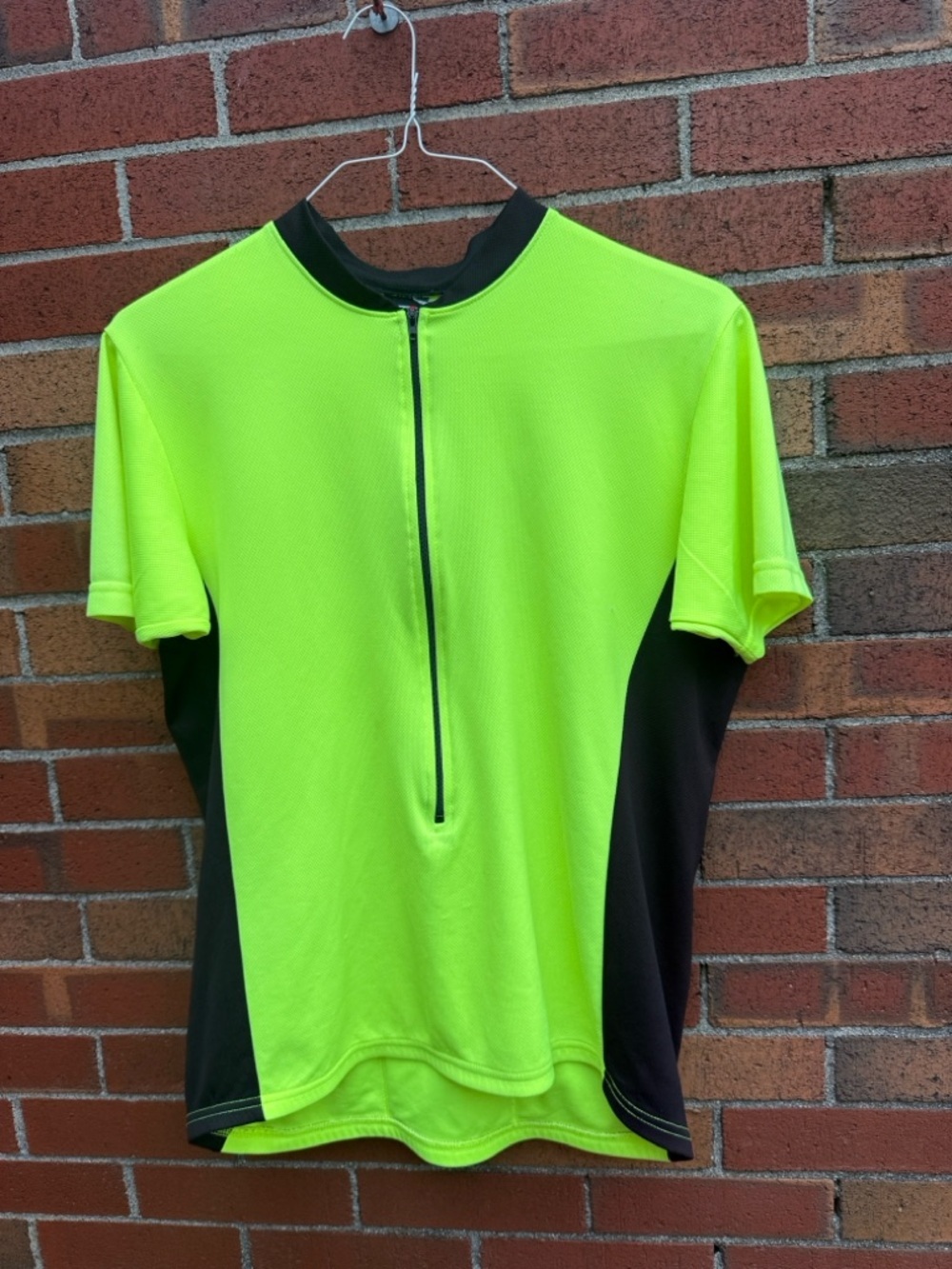 Borah Neon Yellow Cycling Jersey Made in USA Men’s XL Biking Shirt Zip Pocket